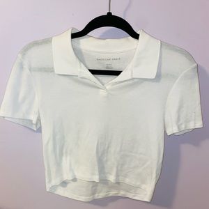 White Collared Crop Top